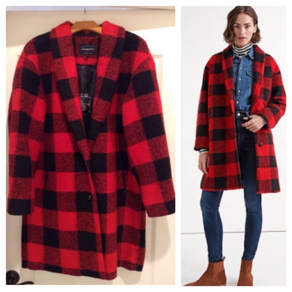 Lucky Brand Jackets & Blazers - (SOLD) LUCKY BRAND Wool Buffalo Check Jacket Coat Red Black Size M